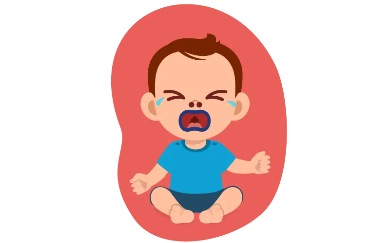 Baby with RSV complications (blue lips, flared nostrils) crying