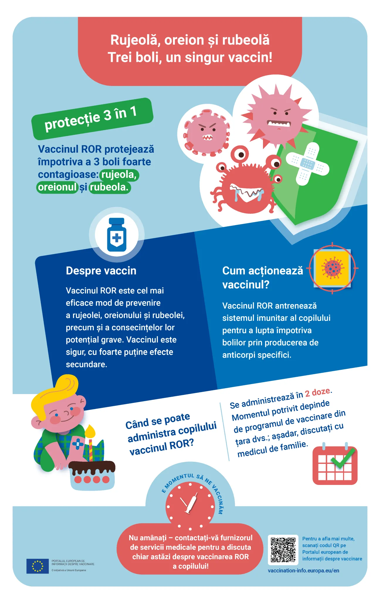 Rujeolă, oreion și rubeolă - Trei boli, un singur vaccin!