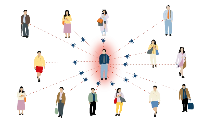 Measles infection spreading