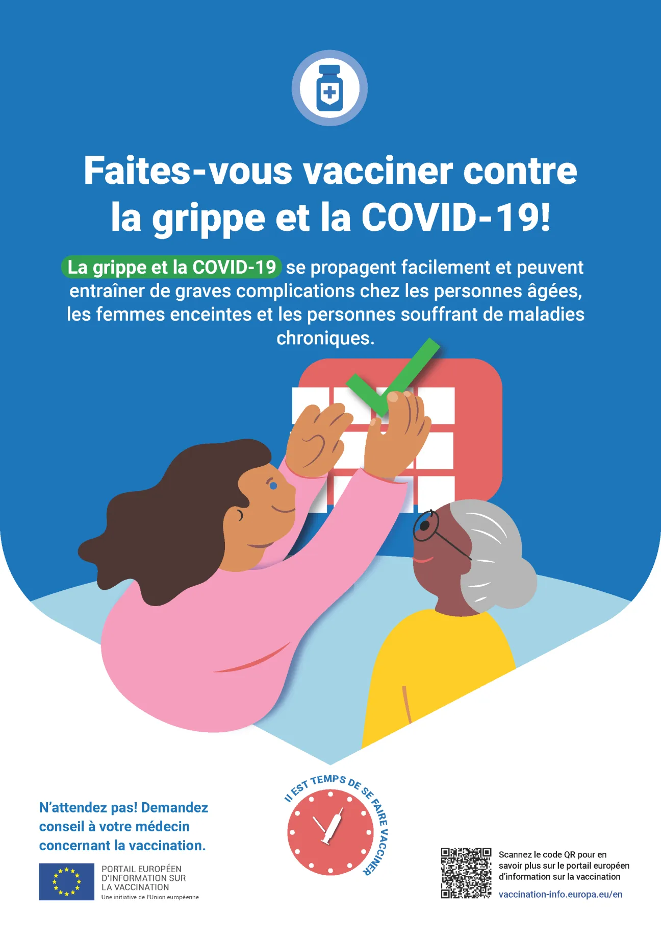 Faites-vous vacciner contre la grippe et la COVID-19!