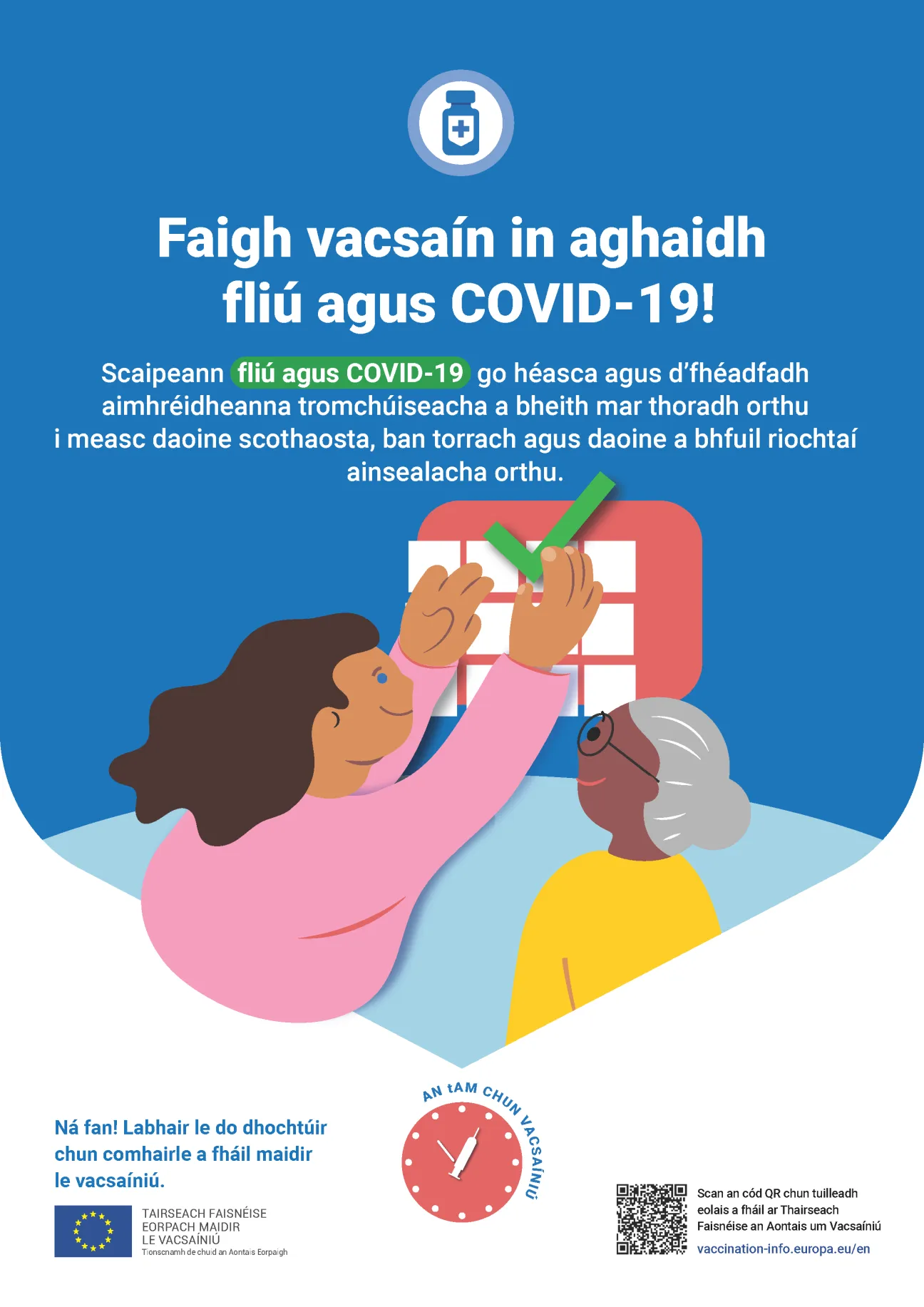 Faigh vacsaín in aghaidh fliú agus COVID-19!