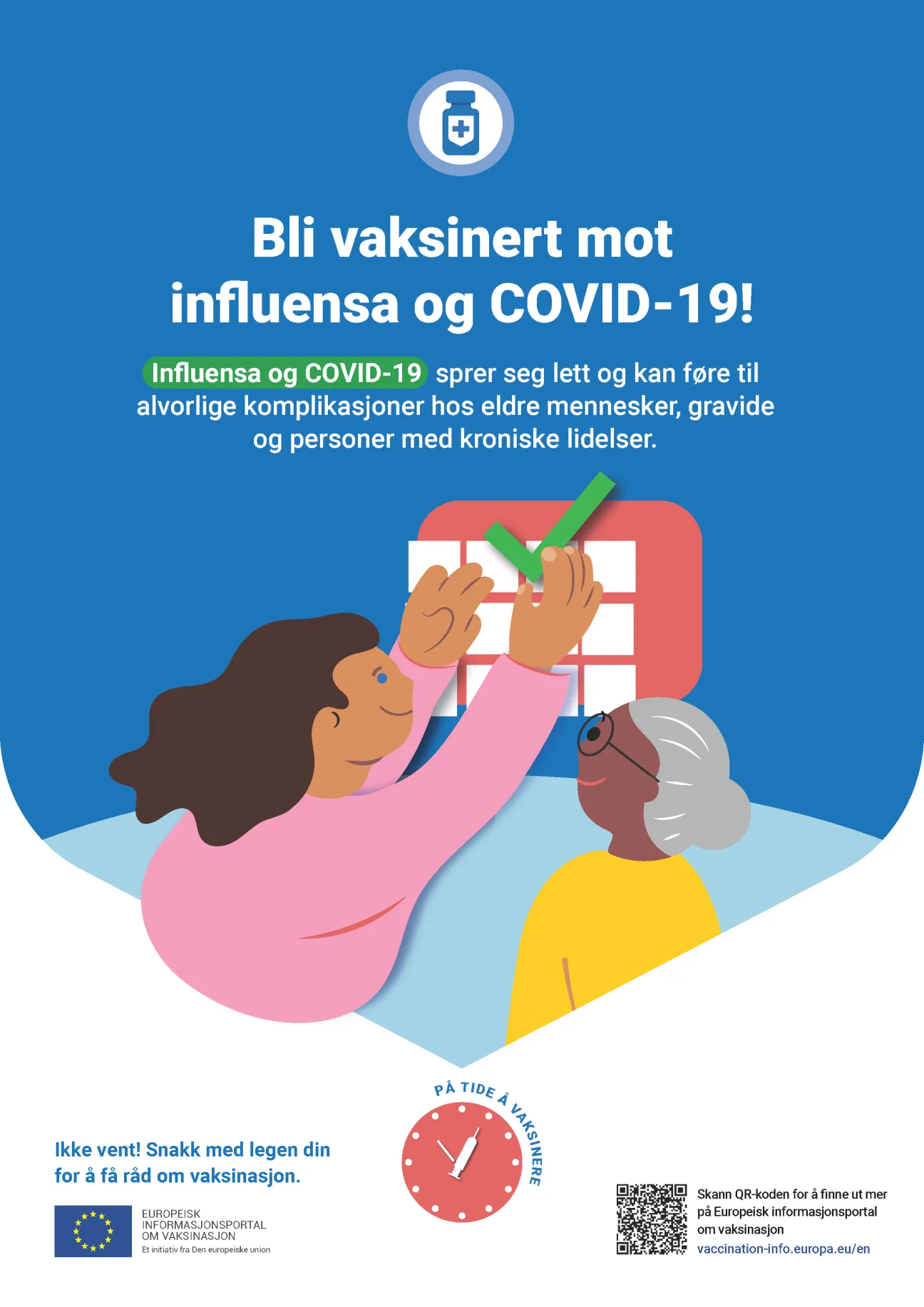 Bli vaksinert mot influensa og COVID-19!