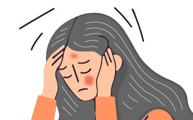 Woman with shingles has headache