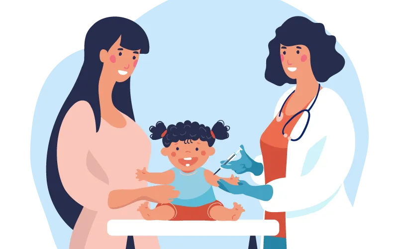 child getting vaccinated at doctor's office