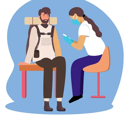 Image showing a hiker getting vaccinated
