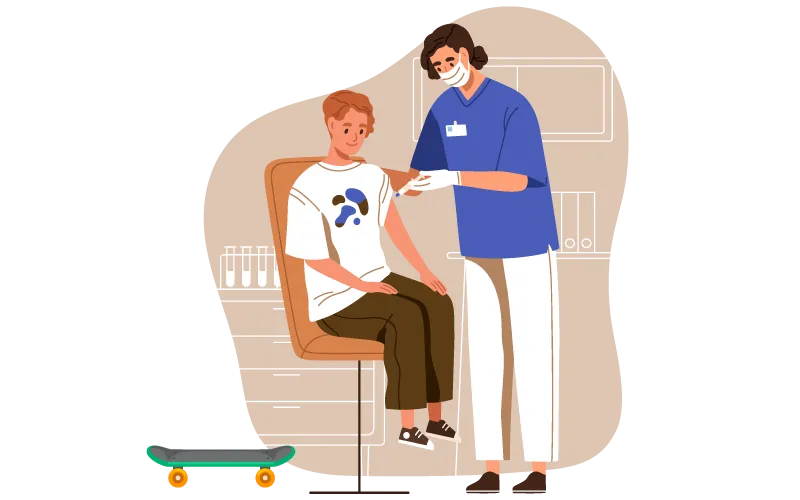 Teenager getting vaccinated