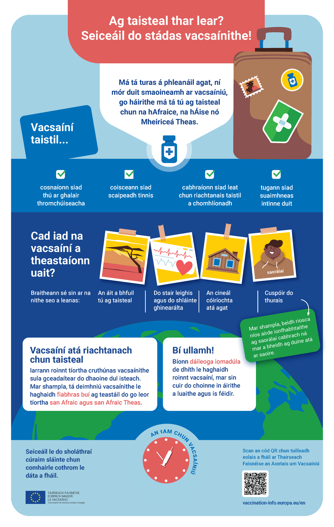 Ag taisteal thar lear? Seiceáil do stádas vacsaínithe!