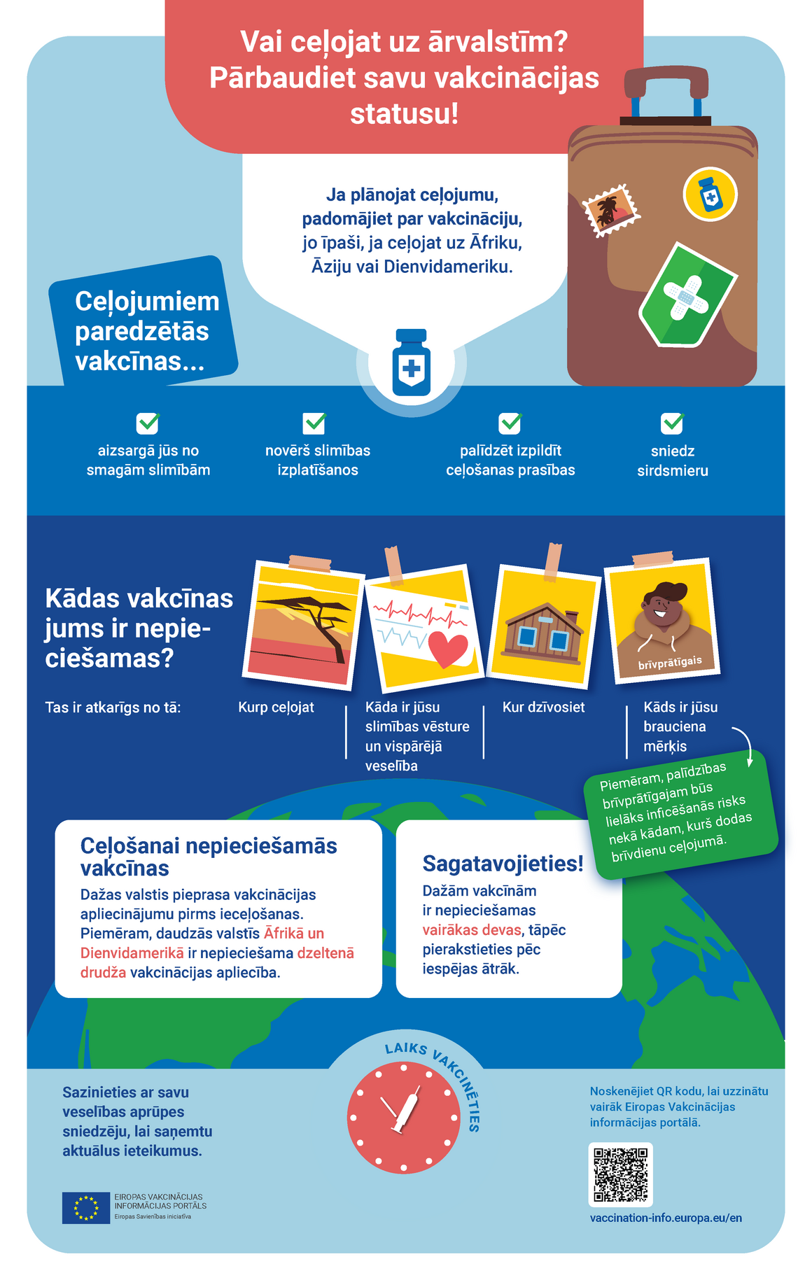 Vai ceļojat uz ārvalstīm? Pārbaudiet savu vakcinācijas statusu!