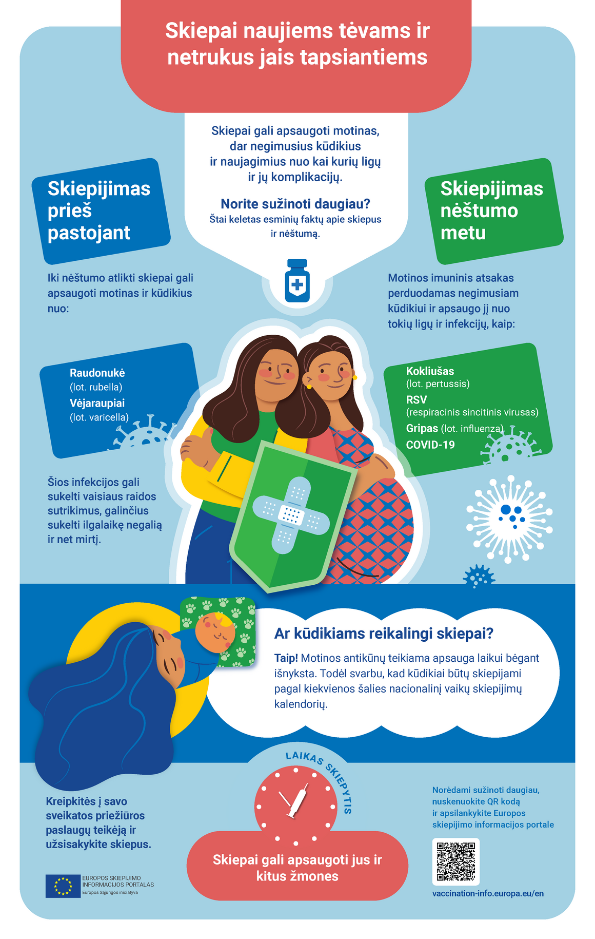 Skiepai naujiems tėvams ir netrukus jais tapsiantiems